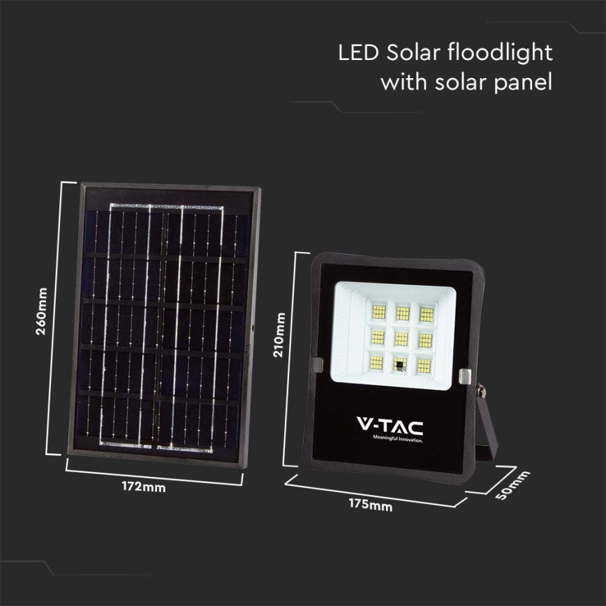Projetor solar LED exterior LED/6W/3,2V 4000K IP65 5000 mAh + controlo remoto