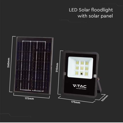 Projetor solar LED para exterior LED/6W/3,2V 6400K IP65 4000 mAh + controlo remoto