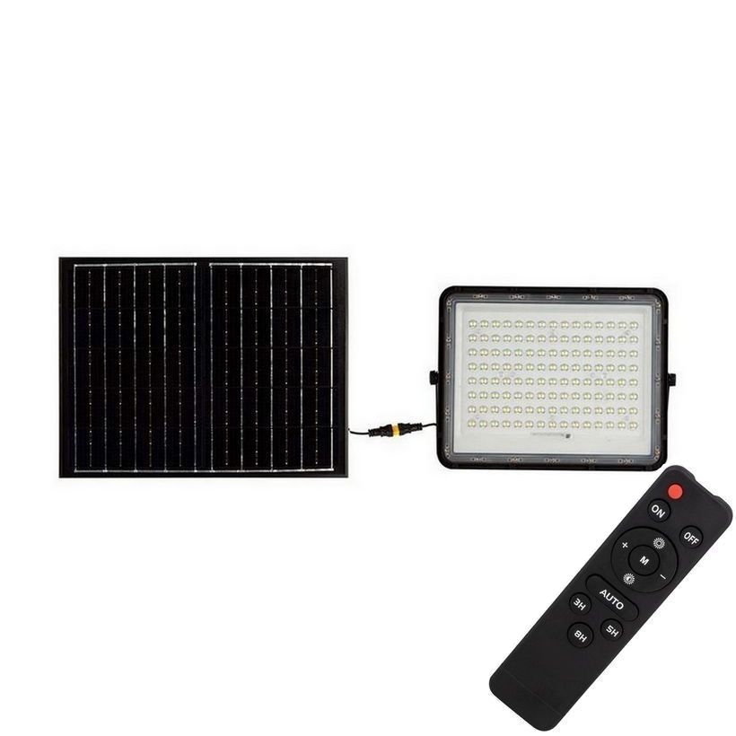 Refletor solar LED exterior LED/200W/3,2V 4000K preto IP65 16000 mAh + comando à distância