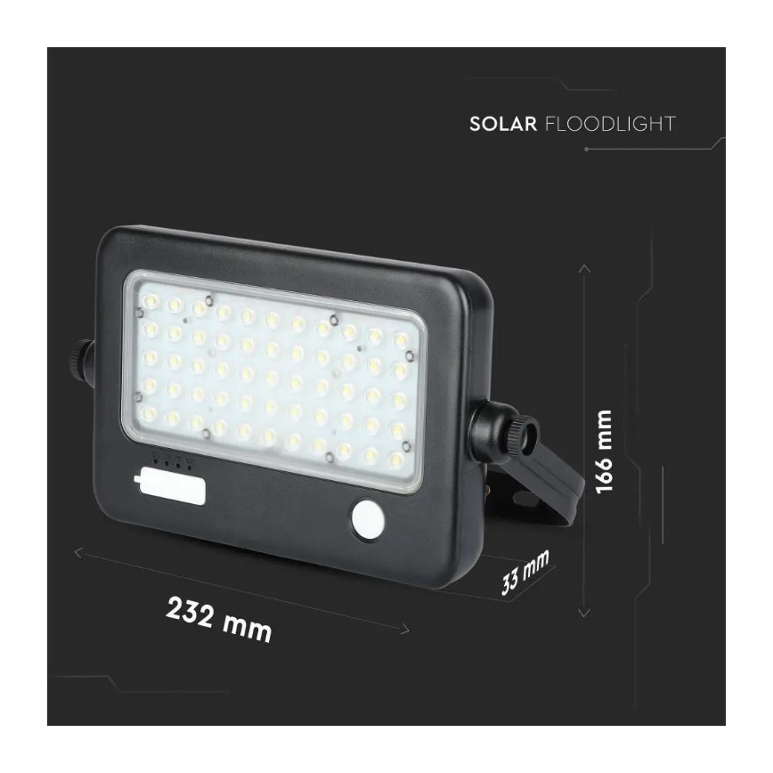 Refletor solar LED dimerizável com sensor LED/10W/3,7V 4000K IP65 7200 mAh + porta USB