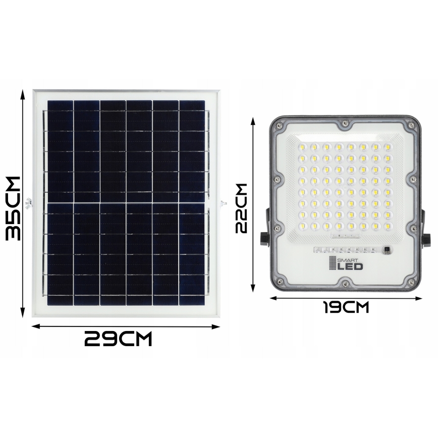 Refletor solar LED regulável LED/100W/3,2V 5000K 10500 mAh IP65 preto + controlo remoto