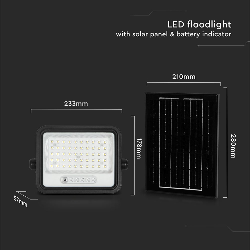 Refletor solar LED dimerizável LED/100W/3,2V 2000-8000K IP65 5000 mAh preto + controlo remoto