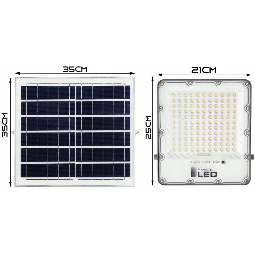 Refletor solar LED regulável LED/150W/3,2V 5000K 15000 mAh IP65 preto + controlo remoto