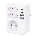 Régua de tomadas 1x16A+2x2,5A com carregador integrado 2x USB (A+C), branca