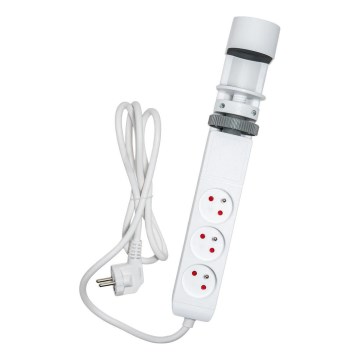 Régua de tomadas com grampo para secretária, 3 tomadas Tipo E + 2x USB-A + 1x USB-C, 1,5 m, branco