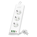 Régua de tomadas com interruptor LINEA PRO 3x230V+ 3xUSB-A + 1xUSB-C SCHUKO 1,5 m branca