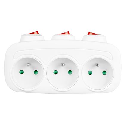 Régua de tomadas com interruptores, 3 tomadas