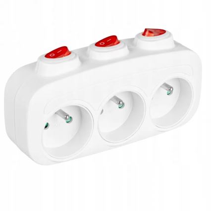 Régua de tomadas com interruptores, 3 tomadas
