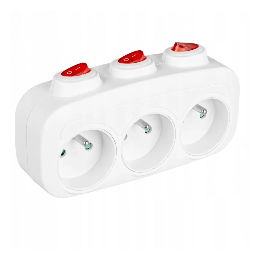 Régua de tomadas com interruptores, 3 tomadas