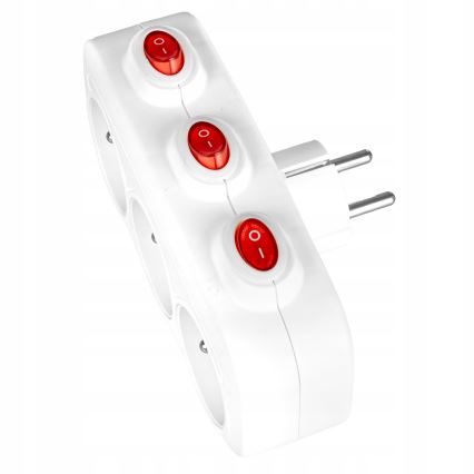 Régua de tomadas com interruptores, 3 tomadas