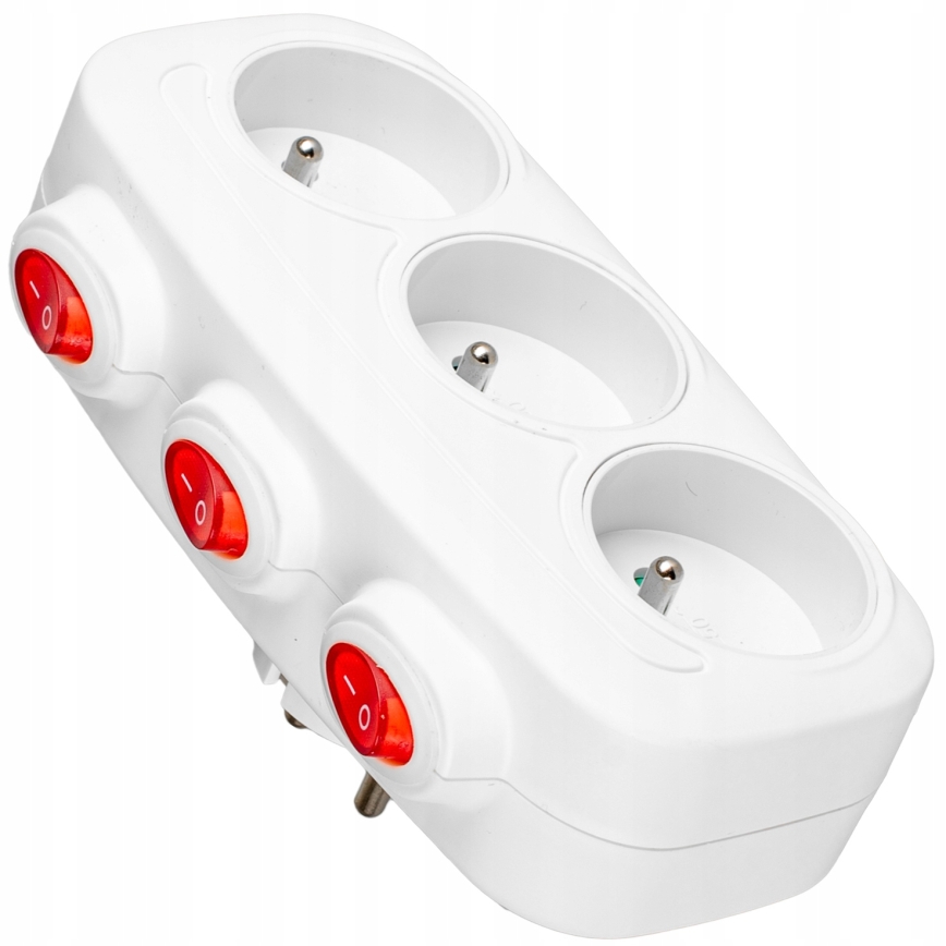 Régua de tomadas com interruptores, 3 tomadas