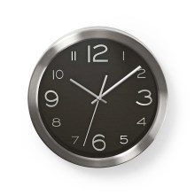 Relógio de parede 1xAA/1,5V aço inoxidável 30 cm preto
