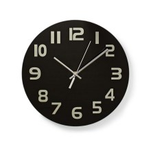 Relógio de parede 1xAA/1,5V vidro 30 cm preto