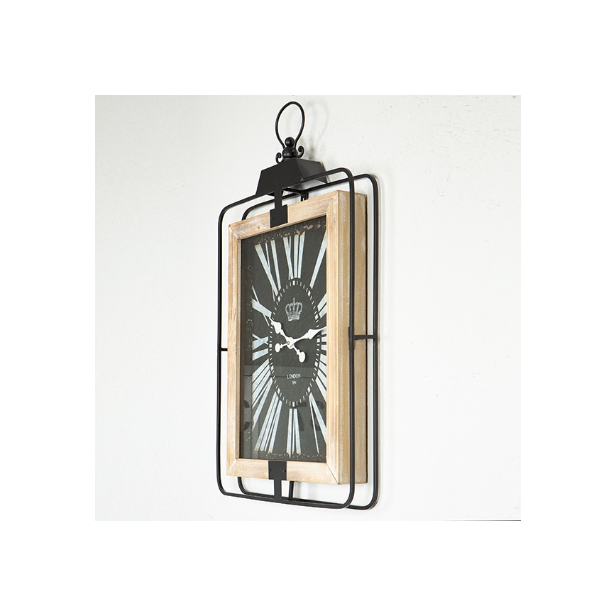 Relógio de parede 1xAA 76x46 bege/preto