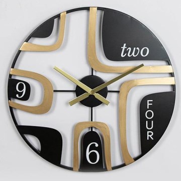 Relógio de parede 1xAA diâmetro 60 cm preto/dourado
