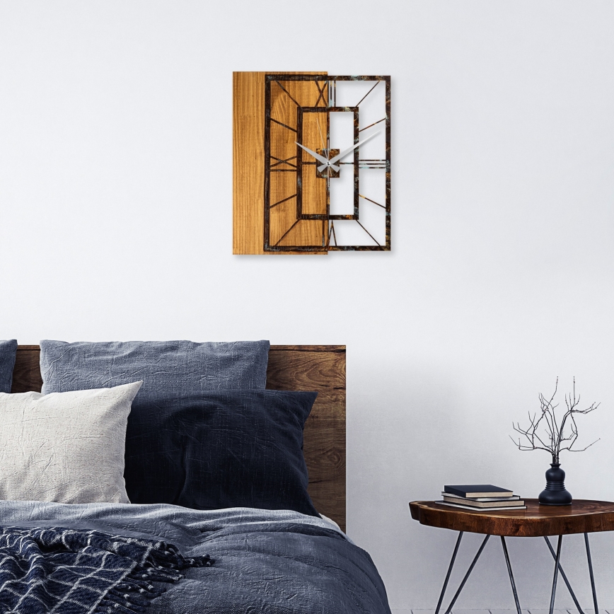 Relógio de parede 49x58 cm 1xAA madeira/metal