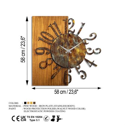 Relógio de parede 58x58 cm 1xAA madeira/metal