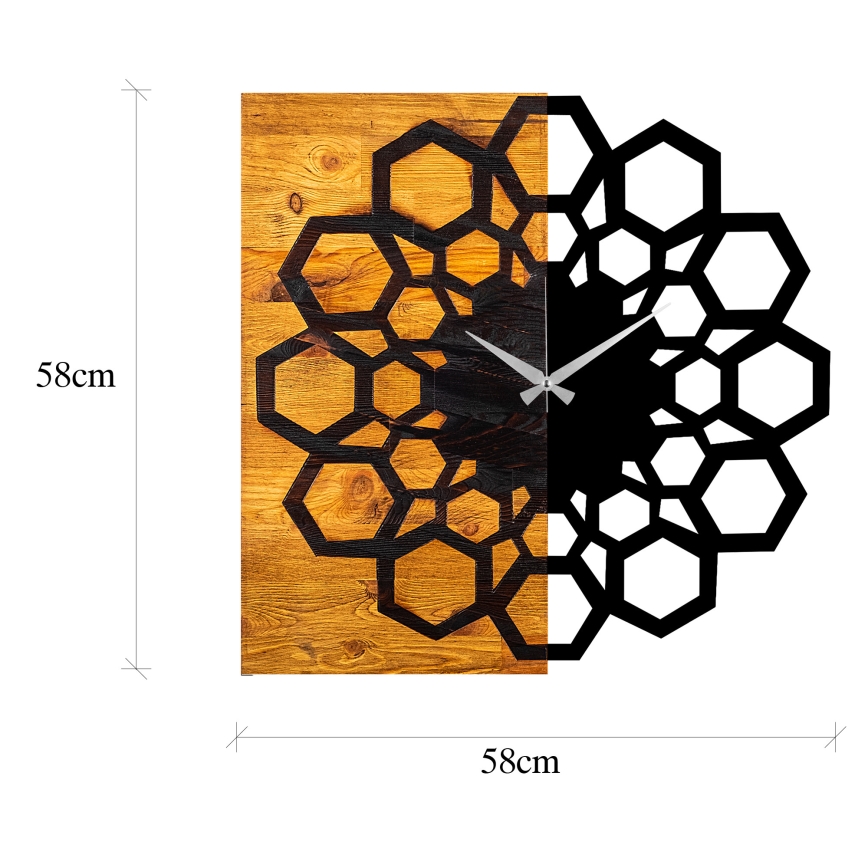Relógio de parede 58x58 cm 1xAA madeira/metal