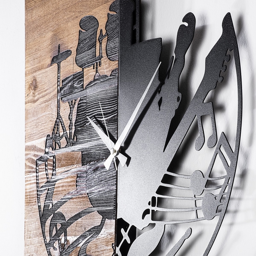 Relógio de parede 60x58 cm 1xAA madeira/metal