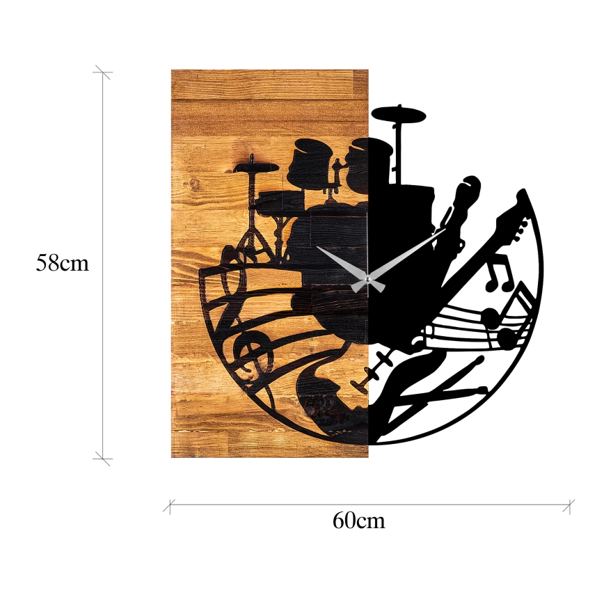 Relógio de parede 60x58 cm 1xAA madeira/metal