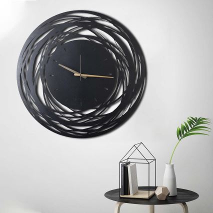 Relógio de parede 70 cm 1xAA preto/dourada