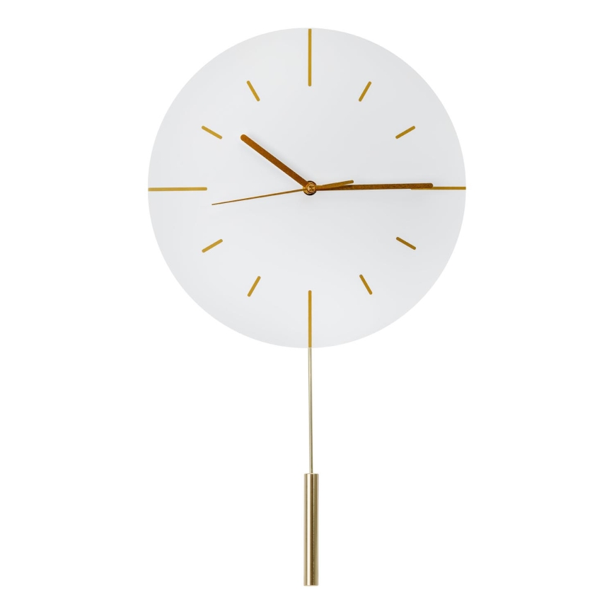Relógio de parede com pêndulo diâmetro 30 cm 1xAA branco/dourado