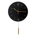 Relógio de parede com pêndulo diâmetro 30 cm 1xAA preto/dourado
