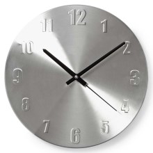 Relógio de parede metálico cromado 1xAA