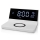 Relógio despertador com visor LCD e carregador sem fios 15W/230V branco