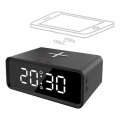 Relógio digital com carregador sem fios Qi 230V/CR2032 preto