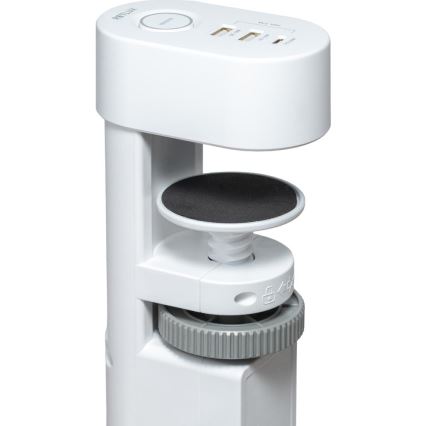 Régua de tomadas com grampo para secretária, 3 tomadas Tipo E + 2x USB-A + 1x USB-C, 1,5 m, branco