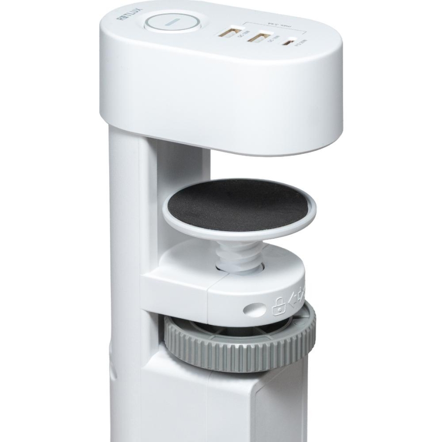 Régua de tomadas com grampo para secretária, 3 tomadas Tipo E + 2x USB-A + 1x USB-C, 1,5 m, branco