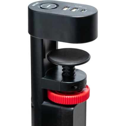 Régua de tomadas com fixação para secretária 3x Tipo E + 2x USB-A + 1x USB-C 1,5m preta