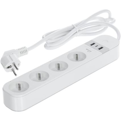 Cabo de extensão inteligente com interruptor 4Z + 2xUSB-A+1xUSB-C 1,5m Wi-Fi Tuya branco