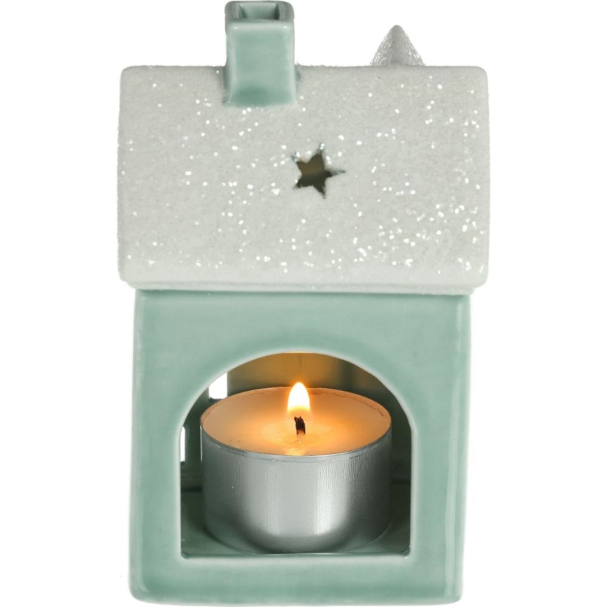Casa de velas em porcelana 11,1 cm menta