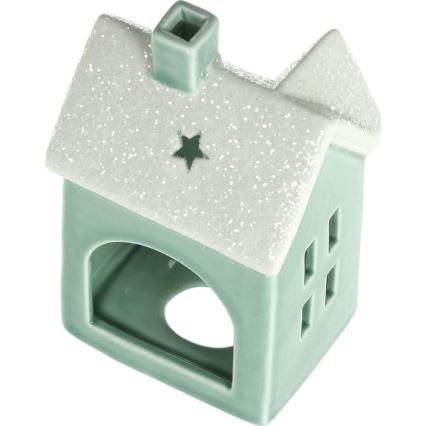 Casa de velas em porcelana 11,1 cm menta