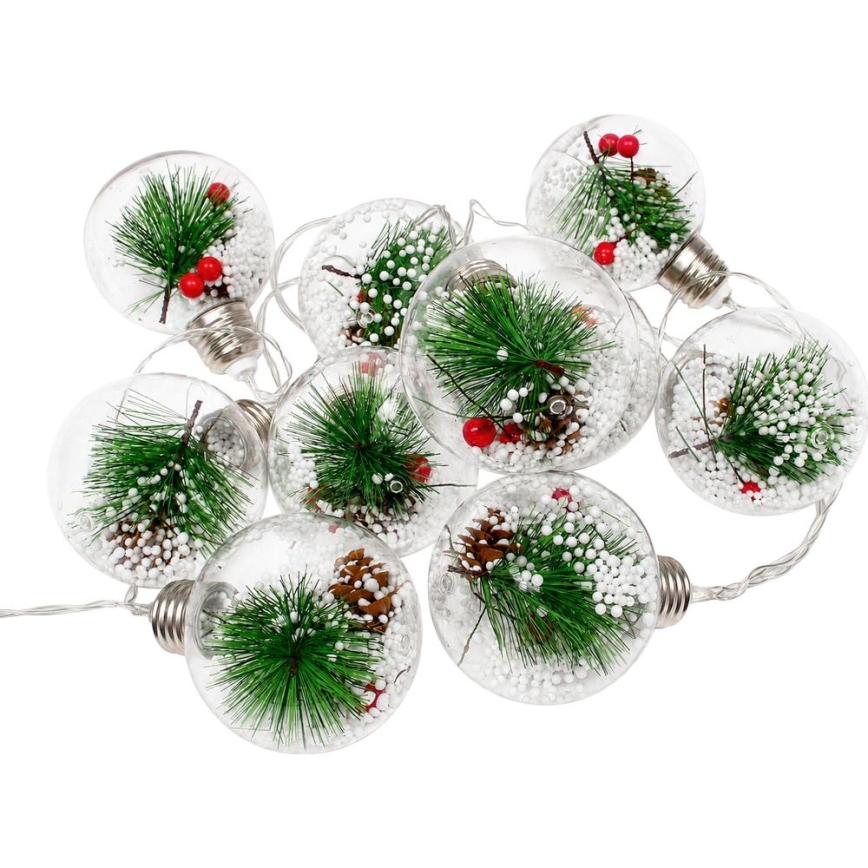 LED Guirlanda de Natal 10xLED/3xAAA/branco quente 2,1m bolas