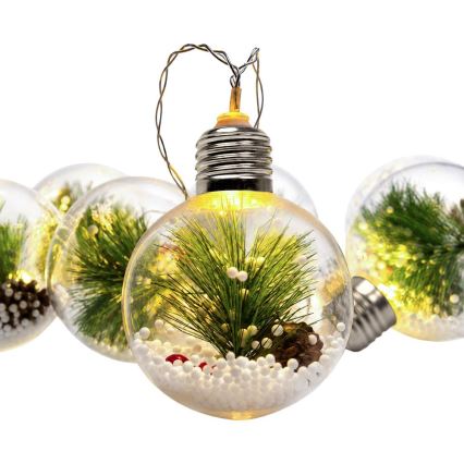 LED Guirlanda de Natal 10xLED/3xAAA/branco quente 2,1m bolas
