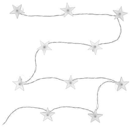 Cordão luminoso decorativo com ventosas, 10 LEDs, alimentado por 2 pilhas AA, 1,8 m, branco frio
