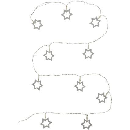 Corrente decorativa LED 10xLED/2xAA 1,8m branco quente