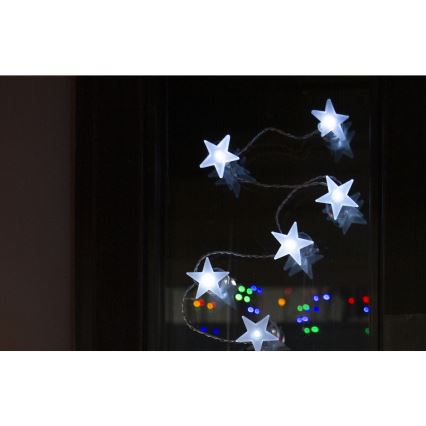 LED Guirlanda decorativa com ventosas 10xLED/2xAA 1,8m branco frio