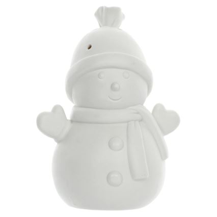 Decoração de Natal em porcelana LED LED/3xLR44 boneco de neve