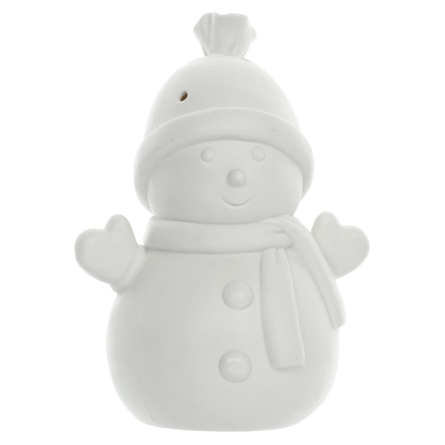 Decoração de Natal em porcelana LED LED/3xLR44 boneco de neve