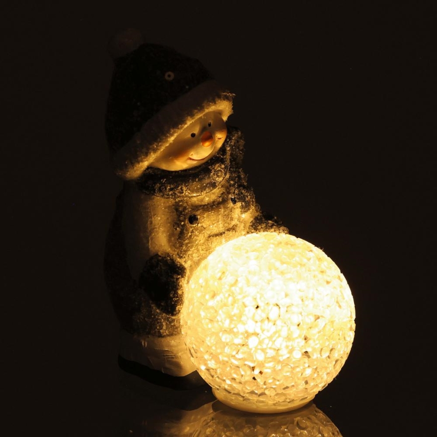 Decoração de Natal LED (boneco de neve com bola de neve) LED/2xLR44/branco quente