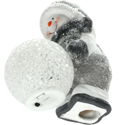 Decoração de Natal LED (boneco de neve com bola de neve) LED/2xLR44/branco quente