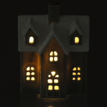 Decoração em porcelana LED/2xLR44/branco quente casa cinzento