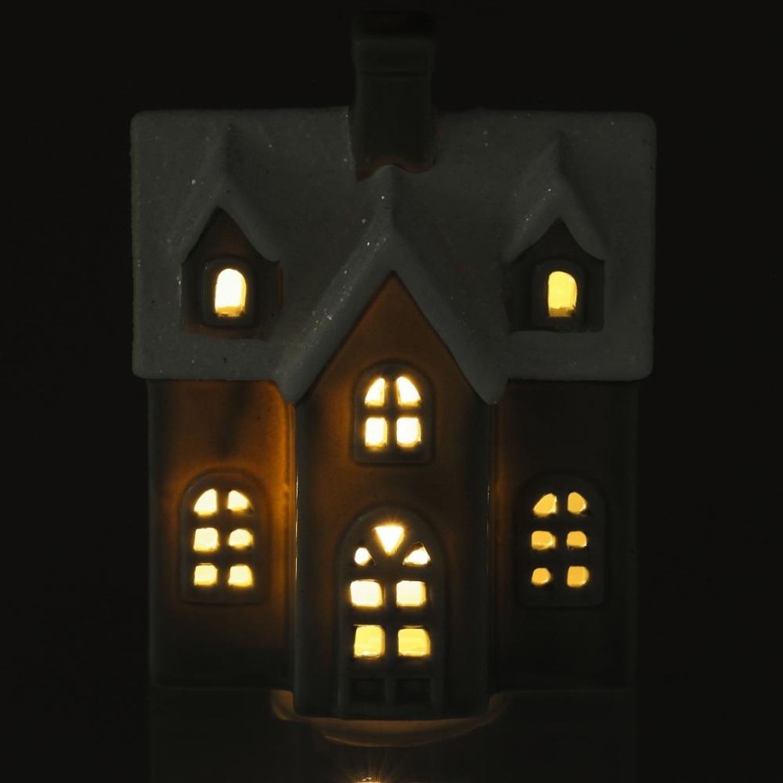 Decoração em porcelana LED/2xLR44/branco quente casa cinzento