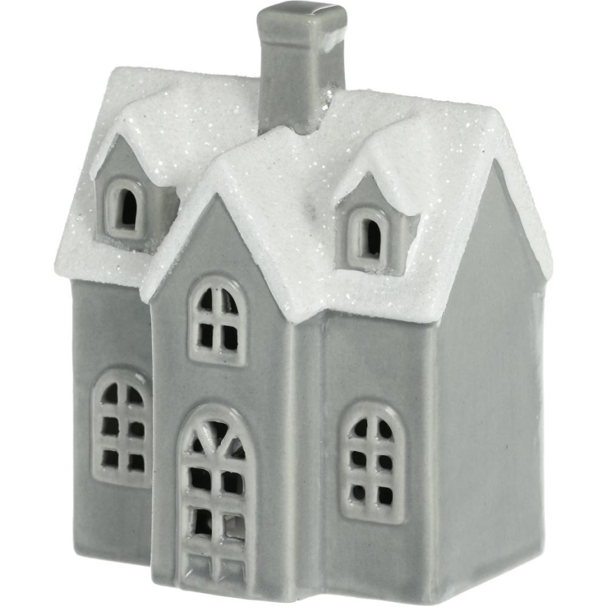 Decoração em porcelana LED/2xLR44/branco quente casa cinzento