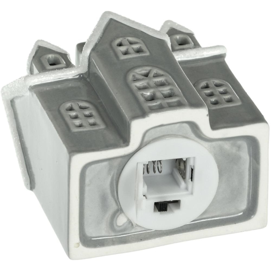 Decoração em porcelana LED/2xLR44/branco quente casa cinzento