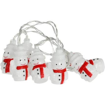 Cordão de luzes LED 20 LEDs / 3x pilhas AA / branco quente / 3,3 m - bonecos de neve